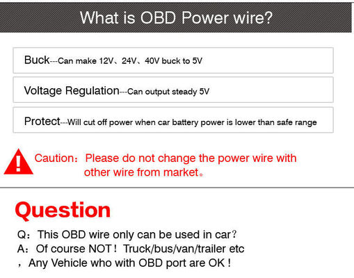 5V 12V cargador de automóviles cables de extensión de energía OBD-2 para el tipo C cable USB-C para Dashcam