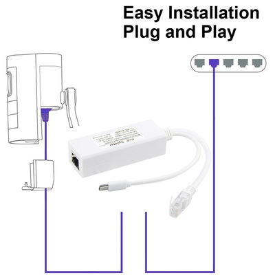 24V 12V 5V POE inyector pasivo cable USB-C tipo C y conector Ethernet RJ45