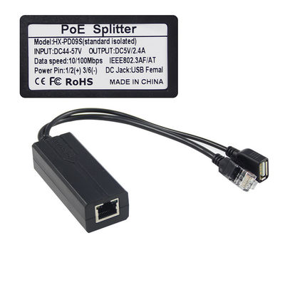Divisor PoE 802.3af de 48V a 5V 2.4A con Switch de 1Gbps