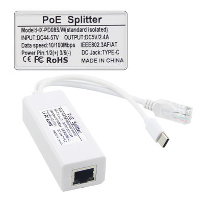 48V a 12V PoE Splitter Injector Transmisión rápida de datos para cámara IP y teléfono