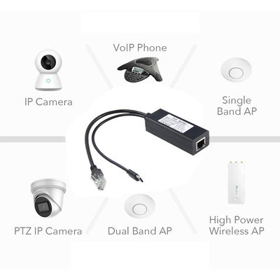 1Gbps POE Splitter Adaptador USB-C IEEE 802.3af Compatible para WiFi / cámaras de seguridad