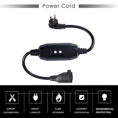 Ángulo de extensión América 3Prong NEMA 5-15P a 515R GFCI Cable de suministro de energía 20A