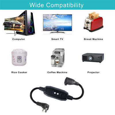 Cable de alimentación con protector contra sobretensiones GFCI de NEMA 5-15P, 20A, 6 enchufes