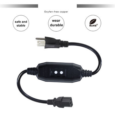 Aplicación para el hogar IP54 Cable exterior con GFCI NEMA 5-15P a IEC 60320 C13 Femenino longitud del cable 0,5m
