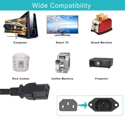 Aplicación para el hogar IP54 Cable exterior con GFCI NEMA 5-15P a IEC 60320 C13 Femenino longitud del cable 0,5m
