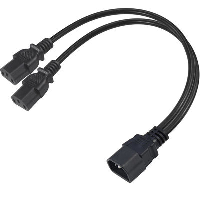 C14 Hombre a 2XC13 Hombre Conector de conexión Y Extensión Ac Cord Splitter
