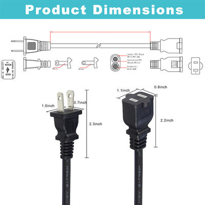 EE.UU. de 2 puntas de macho a hembra NEMA 1-15P a NEMA1-15R Cable de extensión del extensor de CPU PDU