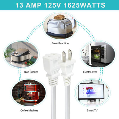 Conector AC NEMA 1-15P a NEMA 1-15R Extensión del carrete de punta del cable de alimentación del extensor principal