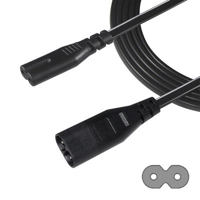 2M Iec320 Cable de extensión de cable de alimentación de cable negro expuesto Ac C7 a la figura 8 C8