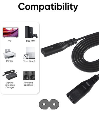 2M Iec320 Cable de extensión de cable de alimentación de cable negro expuesto Ac C7 a la figura 8 C8