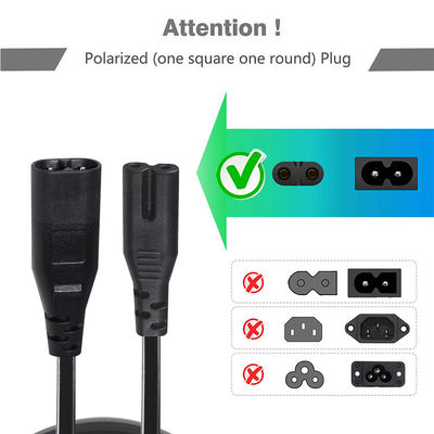 2M Iec320 Cable de extensión de cable de alimentación de cable negro expuesto Ac C7 a la figura 8 C8