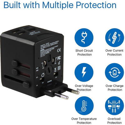 Adaptador de corriente de viaje 4 en 1 con enchufes de EE. UU., UE, Reino Unido y AU