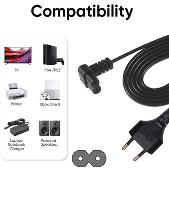 Italia 2 Pin Ac Plug Cable europeo C7 Conector de extensión Psu Cordón de alimentación para computadoras portátiles Eu 2-PIN C7