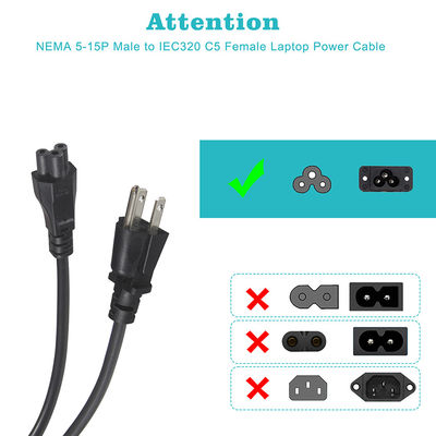 Cordón de alimentación de portátil de 15 pies 120 voltios con conector Nema 515P a IEC 320 C5 certificado