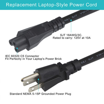 Cordón de alimentación de portátil de 15 pies 120 voltios con conector Nema 515P a IEC 320 C5 certificado