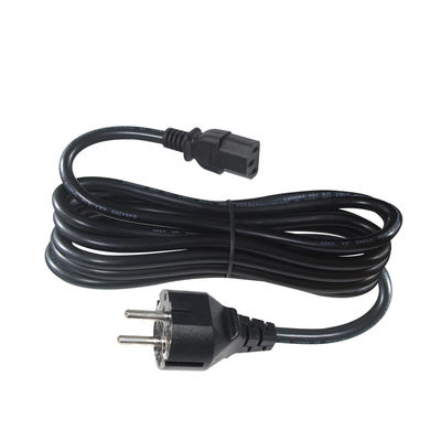3Prong VDE aprobado CEE 7/7 3pin Plug Cordón de alimentación negro con C13 Femenino