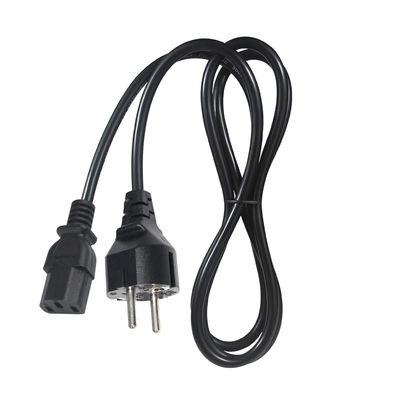 3Prong VDE aprobado CEE 7/7 3pin Plug Cordón de alimentación negro con C13 Femenino