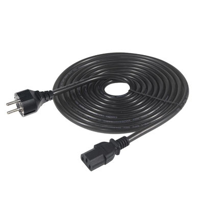 3Prong VDE aprobado CEE 7/7 3pin Plug Cordón de alimentación negro con C13 Femenino