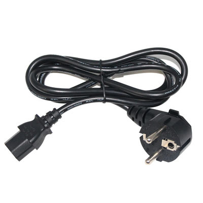 3Prong VDE aprobado CEE 7/7 3pin Plug Cordón de alimentación negro con C13 Femenino