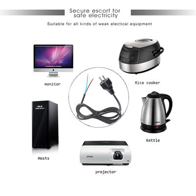 EU Schuko enchufe a alambre desnudo cable de alimentación CA 10A 250V