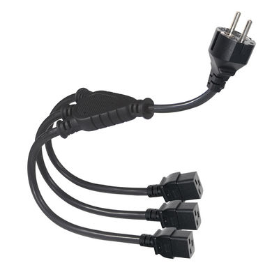 Extensión Schuko enchufe a 3X C19 enchufe femenino 16A Eu cable de alimentación con aprobado