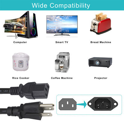 El cable de alimentación del portátil del monitor 6FT 3Prong Nema 515P a la IEC 320 C13 para electrodomésticos
