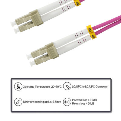 OM3 30Meter/98ft LC a LC Cordón de cable de fibra óptica LSZH 10GB Multimodo Duplex 50/125um