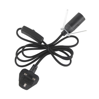 3A 5A British Fused 3 Pin Power Plug Cable de lámpara de sal con 303 interruptor en línea E14 soporte de lámpara OEM / ODM