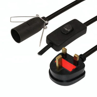 3A 5A British Fused 3 Pin Power Plug Cable de lámpara de sal con 303 interruptor en línea E14 soporte de lámpara OEM / ODM