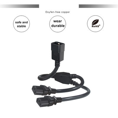 C20 a doble C13 cable de separación de energía 6ft 250V PVC negro