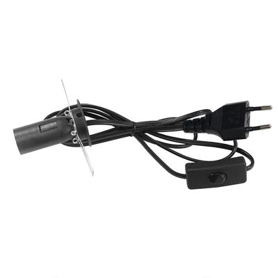 Cable eléctrico de toma de luz E12 negro EU 2 Pin Cordón de alimentación de la lámpara de sal con 303 interruptor de encendido/apagado