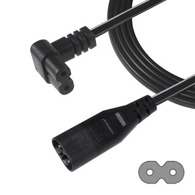 C8 de hombre a mujer corto 0.6M cable de alimentación del cable Figura 8 C7 2 pin Core Ac Nispt 18Awg Plug