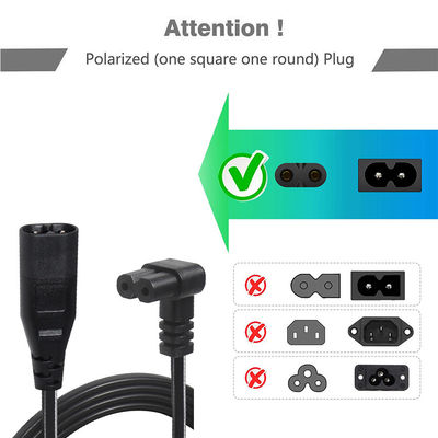 C8 de hombre a mujer corto 0.6M cable de alimentación del cable Figura 8 C7 2 pin Core Ac Nispt 18Awg Plug