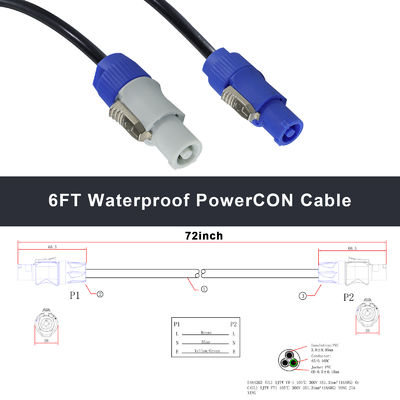 NAC3FCA de trabajo pesado macho a NAC3FCB macho cable de alimentación eléctrica IP56 20A conector PowerCon