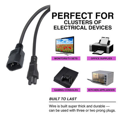 Computadora Iec 320 C14 Hombre a C5 Cordón de alimentación Femenino Pure Cooper 10A Cable de extensión