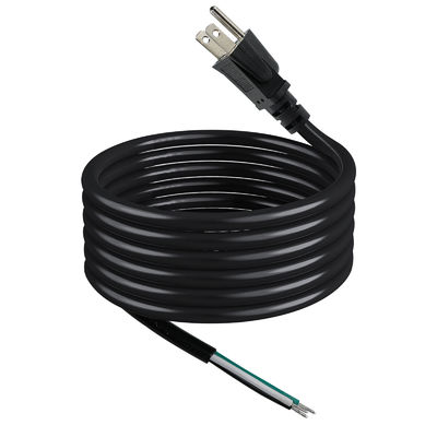 NEMA 5-15P a 10MM Cordón de extensión despojado de energía SJT SJTW 3 cables de alambre