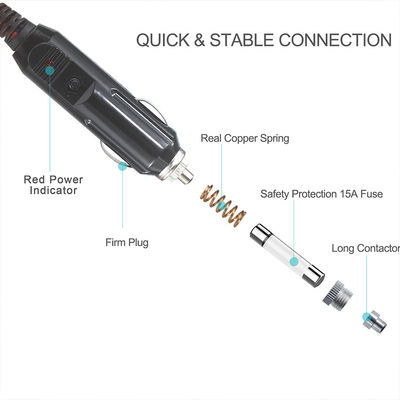 Adaptador de encendedor de cigarrillos para automóviles macho a 2 X cordón de extensión de carga de automóviles femenino