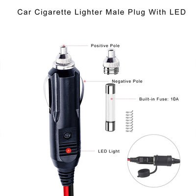 Adaptador de encendedor de cigarrillos para automóviles macho a 2 X cordón de extensión de carga de automóviles femenino