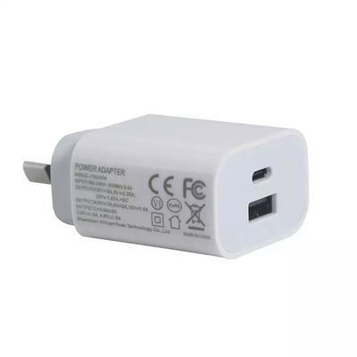 Adaptador SAA USB-C Puerto 1A+1C QC2.0 Cargador PD de carga rápida 20W