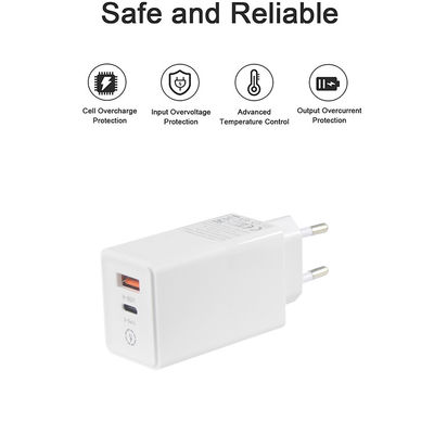 Portátil QC Tipo C Cargador dual PD 65W Salida 15V 3A para carga rápida Adaptador de viaje