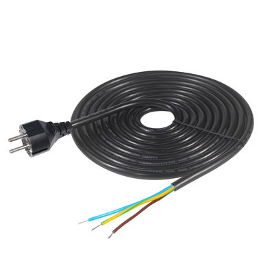 3pin H05vv-f 3g 0,75mm2 Vde Ac 3pin cable de alimentación despojado y enlatado con enchufe Eu banda final