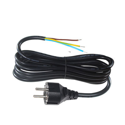 3pin H05vv-f 3g 0,75mm2 Vde Ac 3pin cable de alimentación despojado y enlatado con enchufe Eu banda final