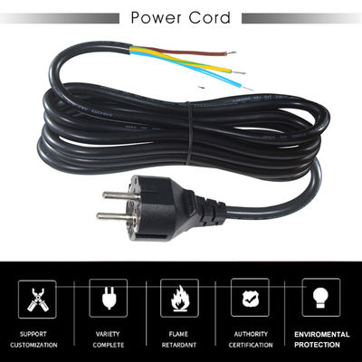 3pin H05vv-f 3g 0,75mm2 Vde Ac 3pin cable de alimentación despojado y enlatado con enchufe Eu banda final