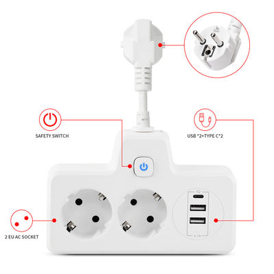 QC3.0 Schuko CEE 7/7 EU Conversor de cargador de potencia 2A+1C Rápido 2500W