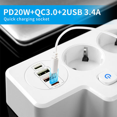 QC3.0 Schuko CEE 7/7 EU Conversor de cargador de potencia 2A+1C Rápido 2500W