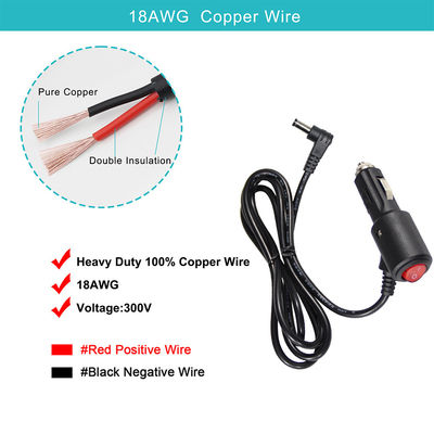 15A Extensión del encendedor de cigarrillos de fusible al ángulo derecho DC 2.1MM Jack Cigar Cable