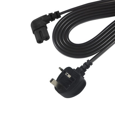 BS Cable de AC de ordenador ángulo derecho C7 Extensión estándar 3 alambre 10A 250V British Cord de alimentación con chaqueta de PVC y IEC Tipo de extremo femenino