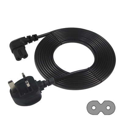 BS Cable de AC de ordenador ángulo derecho C7 Extensión estándar 3 alambre 10A 250V British Cord de alimentación con chaqueta de PVC y IEC Tipo de extremo femenino