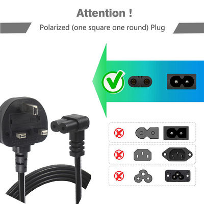 BS Cable de AC de ordenador ángulo derecho C7 Extensión estándar 3 alambre 10A 250V British Cord de alimentación con chaqueta de PVC y IEC Tipo de extremo femenino