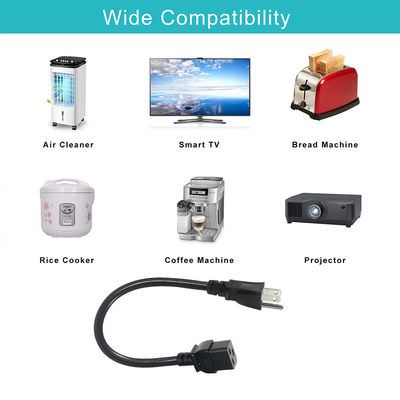 Conector de cable de extensión de CA 320 de NEMA 5-15P a IEC C19 para electrodomésticos estadounidenses